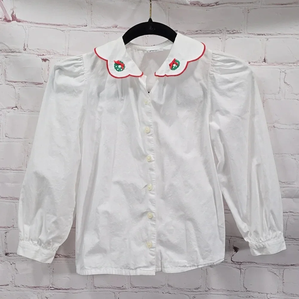 Hartstrings Girls Christmas Weath Long Sleeve Shirt